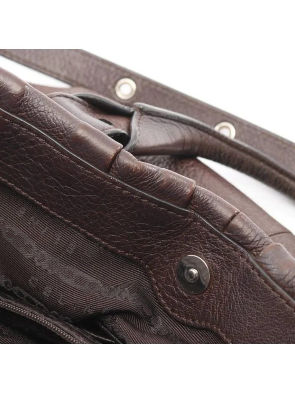 Celine Shoulder Bag Pillow Small 2-Way Dark Brown Leather Hand - Picture 8 of 8